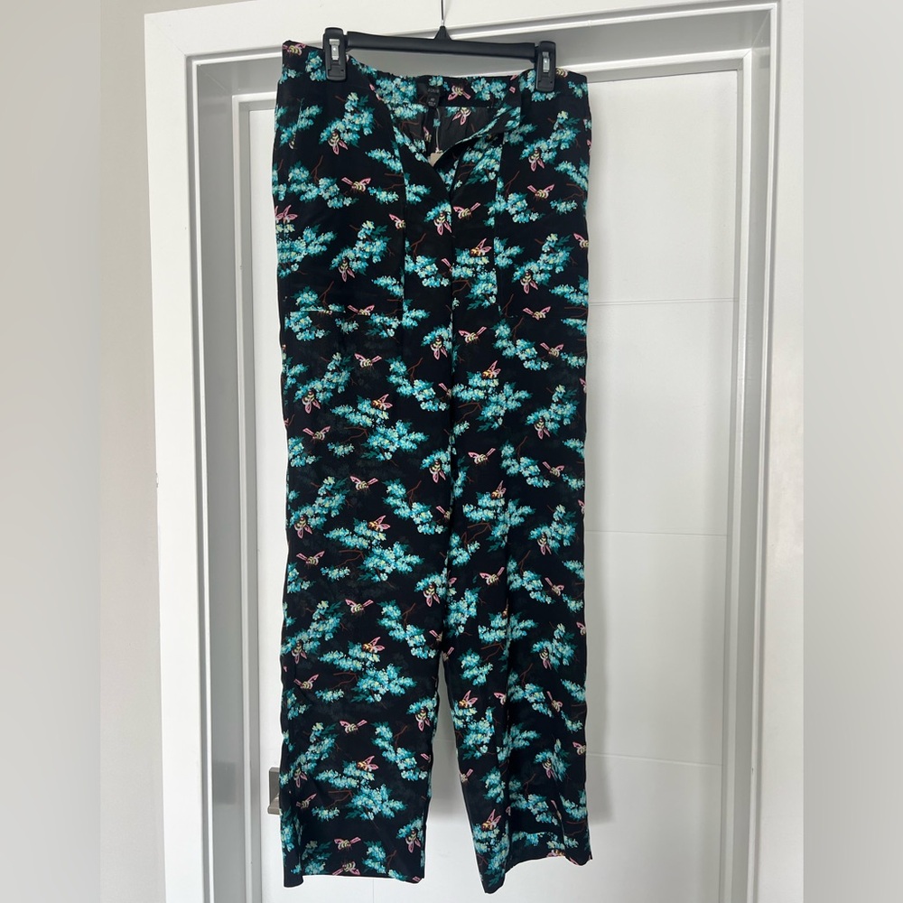 J Crew Botanical Bees Silk Pants - Size 10 NWT
